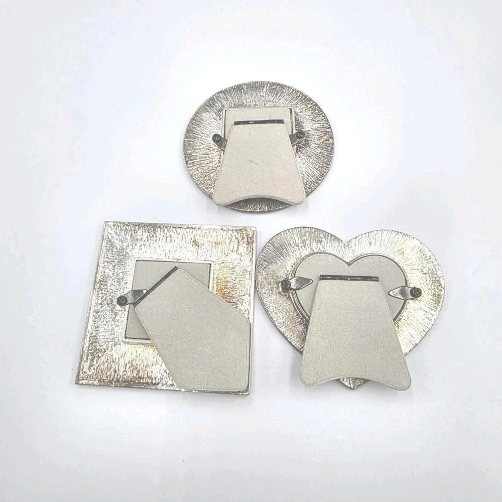 3 Sentimental Bouquet‎ Mini Photo Picture Frames Metal & Rhinestones Multicolor